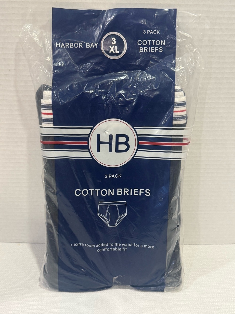 Harbor Bay HB 3XL (50-52) Cotton Briefs 3 Pack, Black, Big & Tall NEW